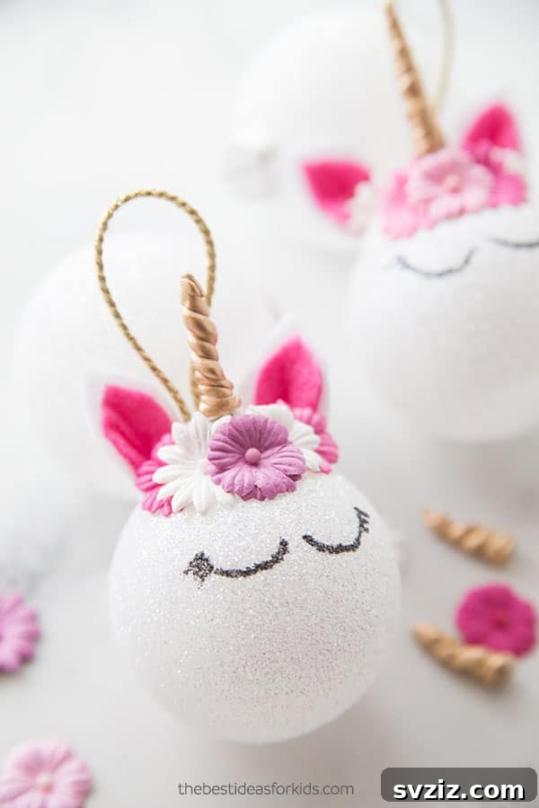 Adorable DIY Unicorn Christmas Ornaments
