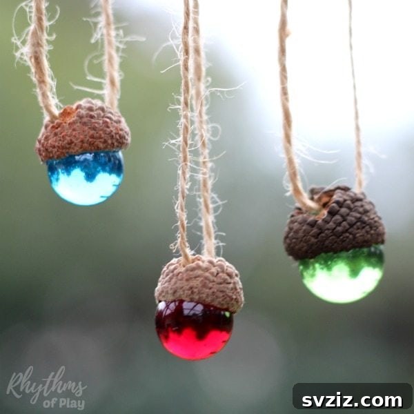 DIY Rustic Acorn and Marble Christmas Ornaments