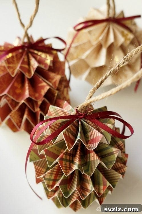 DIY Folded Paper Sphere Christmas Ornaments