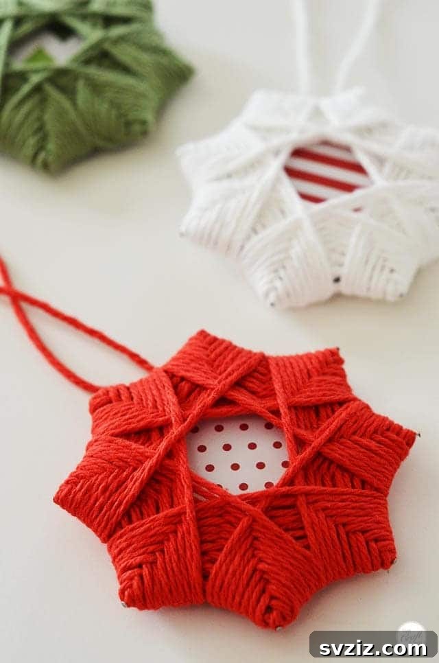 Rustic Handmade Yarn Star Ornaments