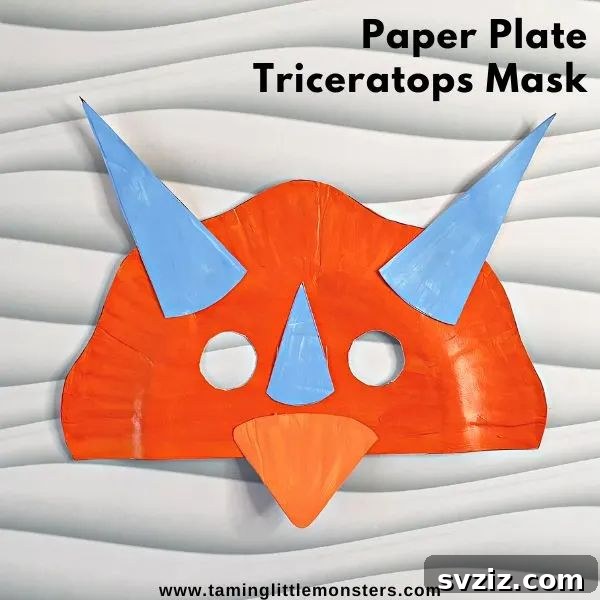 paper plate triceratops mask