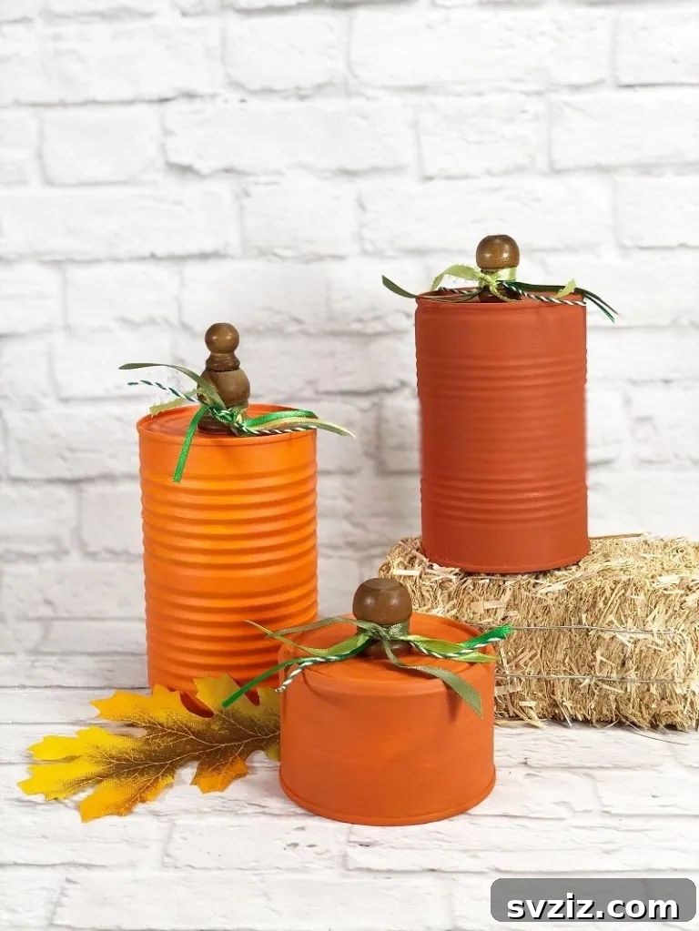 41 Amazing Pumpkin Creations 16 recycled tin can pumpkins