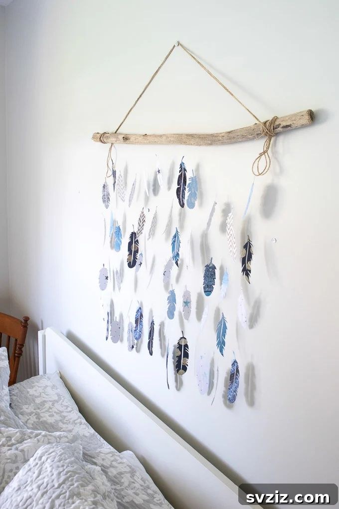 41 Brilliant Feather Projects 16 cricut feather wall decor