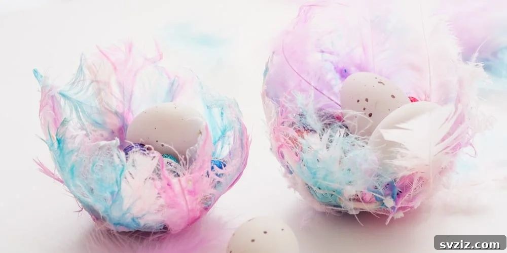 41 Brilliant Feather Projects 23 easter birds nest