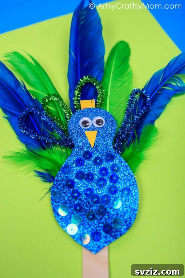 41 Brilliant Feather Projects 6 feather peacock craft