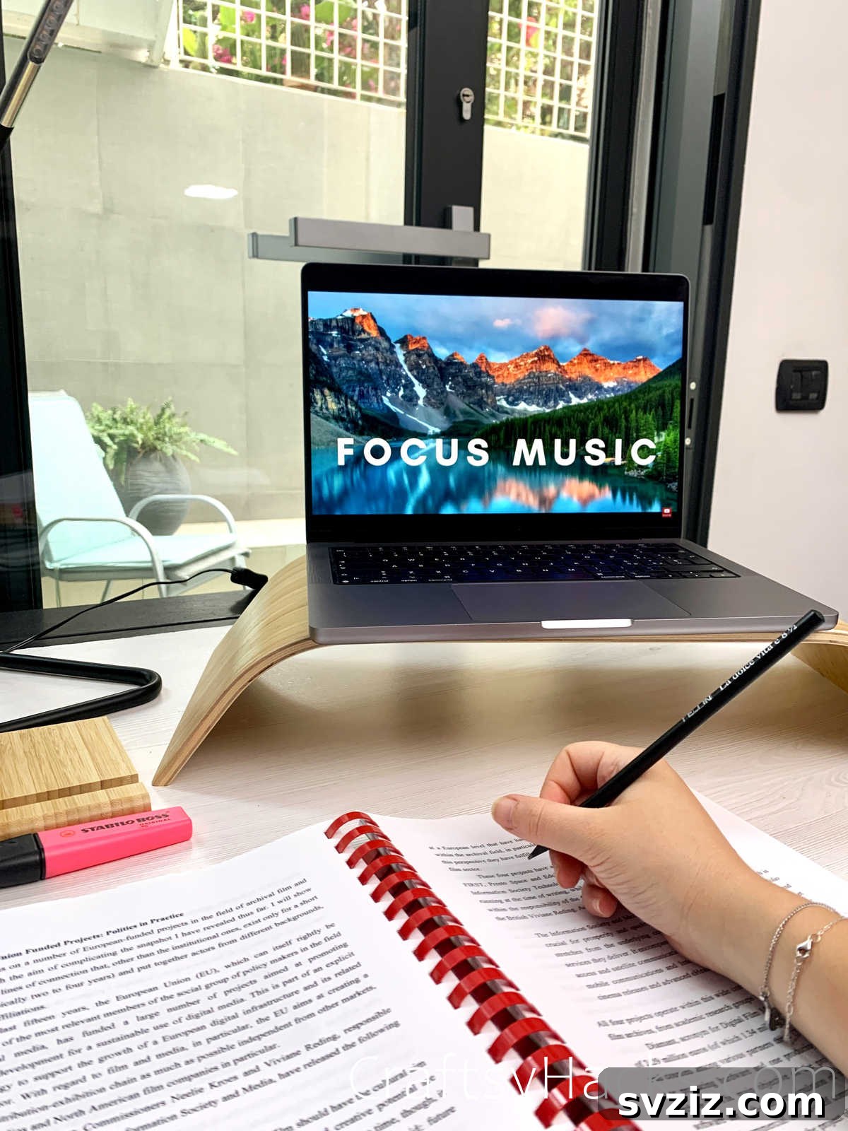 student listening to music while studying