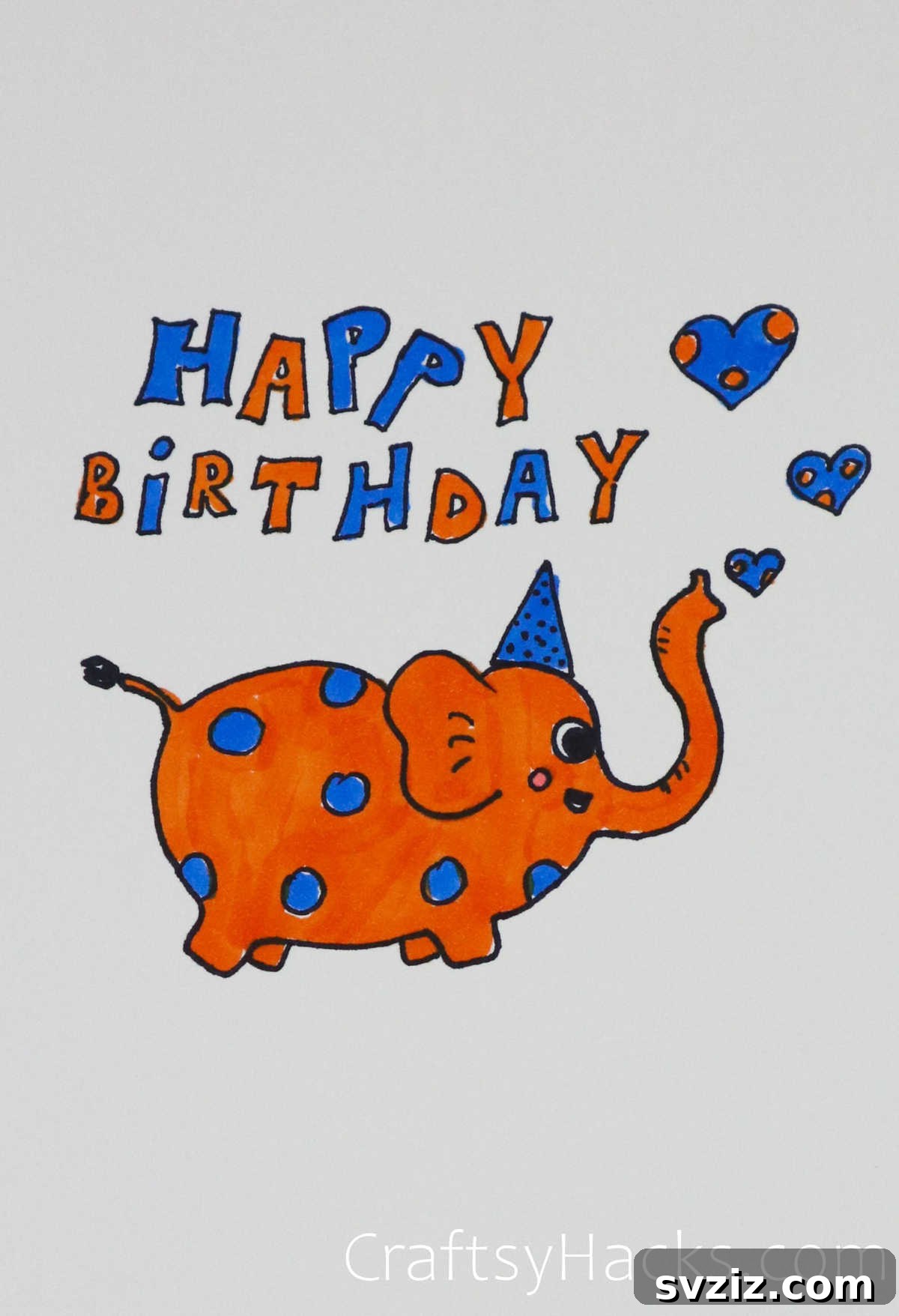 30 Inspiring Birthday Doodle Concepts 10 Elephant happy birthday doodle holding hearts