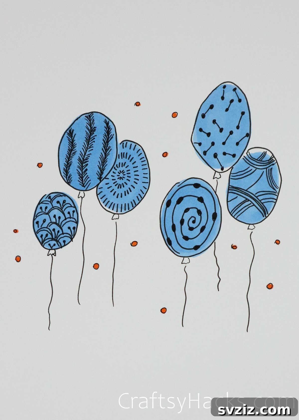30 Inspiring Birthday Doodle Concepts 14 Patterned balloon happy birthday doodle with diverse textures