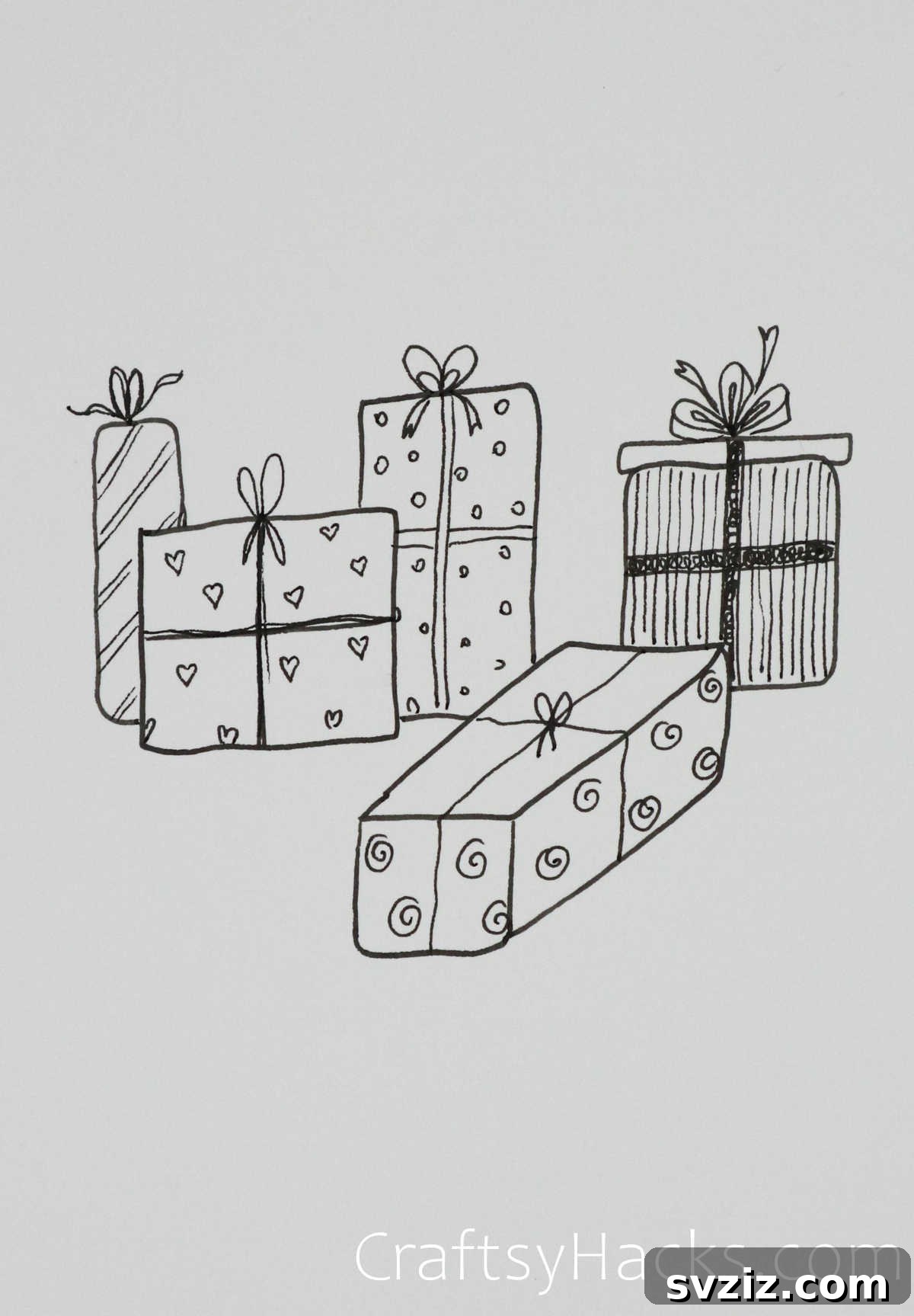 30 Inspiring Birthday Doodle Concepts 17 Gift happy birthday doodle with various presents and bows