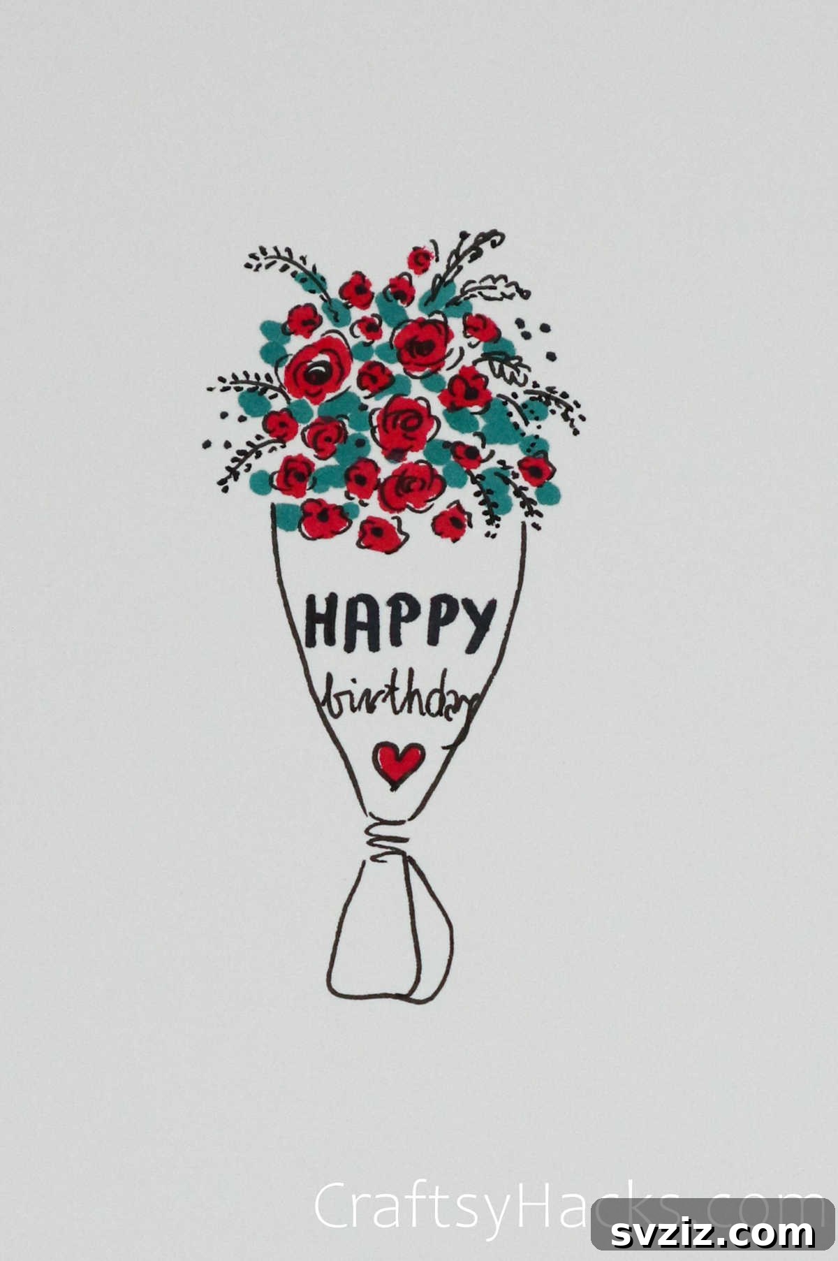 30 Inspiring Birthday Doodle Concepts 19 Birthday bouquet happy birthday doodle in a decorative wrapper