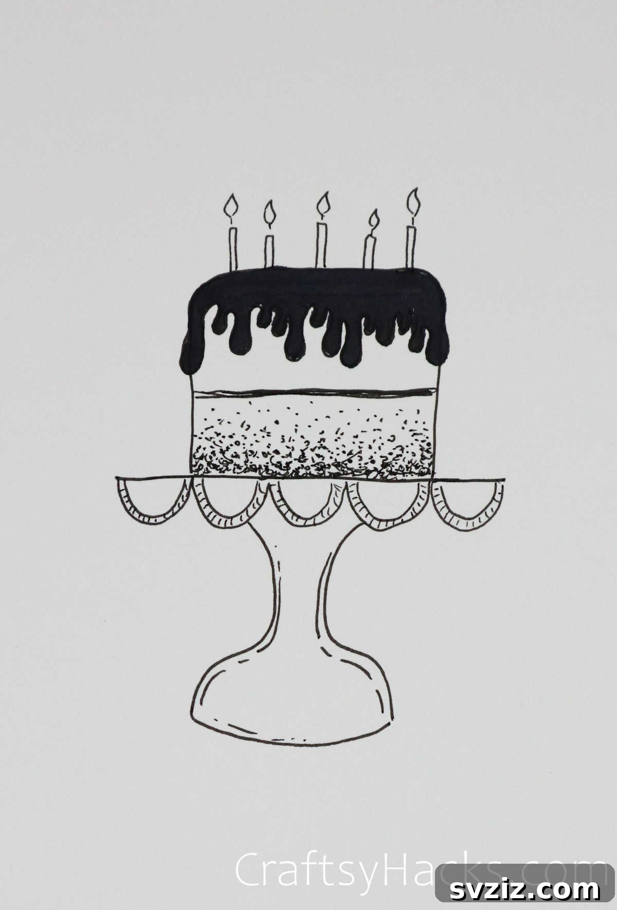 30 Inspiring Birthday Doodle Concepts 20 Make a wish cake happy birthday doodle with candles