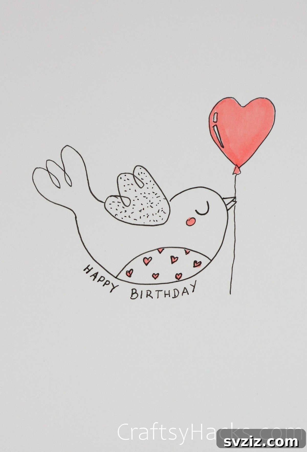 30 Inspiring Birthday Doodle Concepts 21 Bird delivery happy birthday doodle carrying a heart message