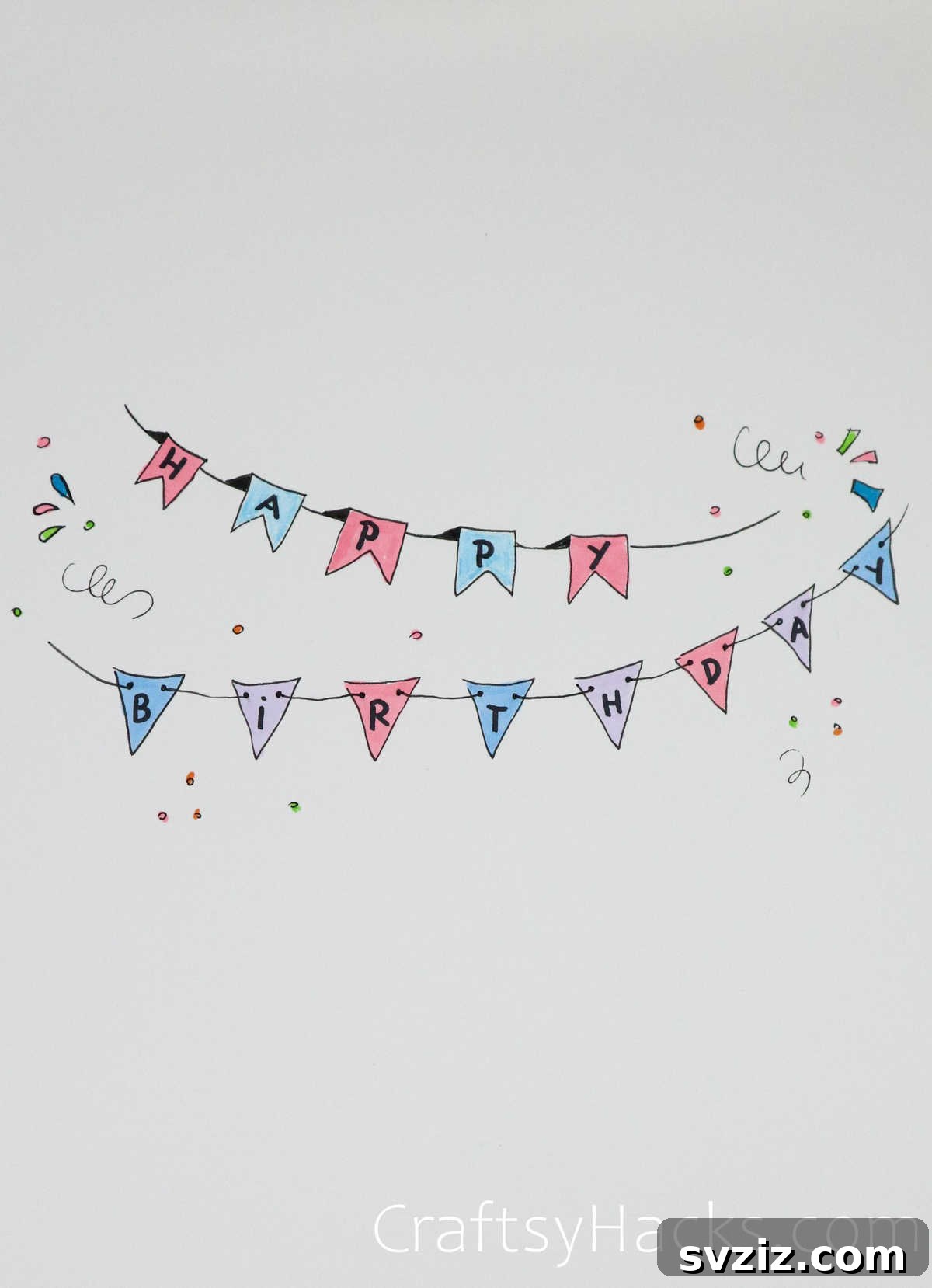 30 Inspiring Birthday Doodle Concepts 30 Bunting happy birthday doodle with mixed flag designs