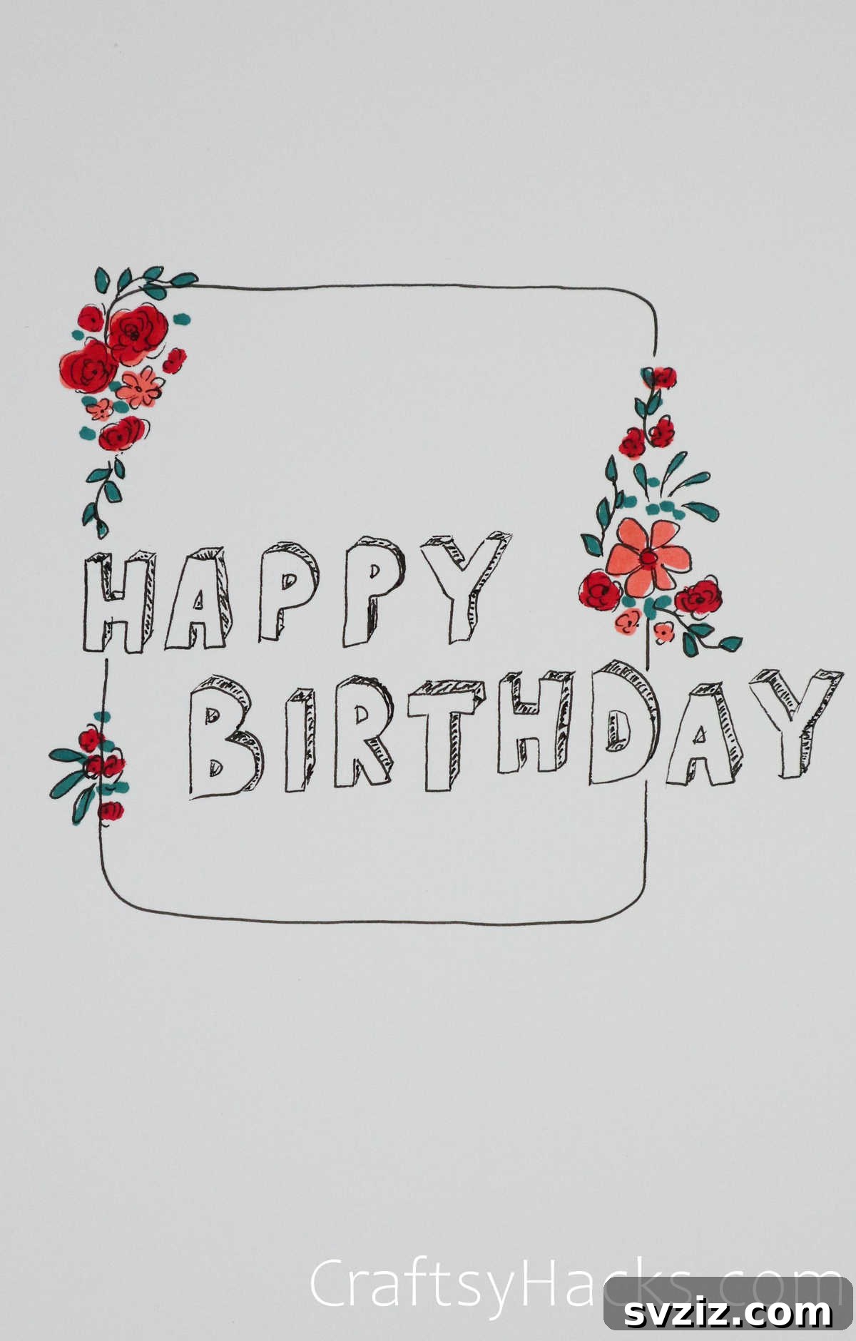 30 Inspiring Birthday Doodle Concepts 7 Floral happy birthday doodle with a variety of blooms