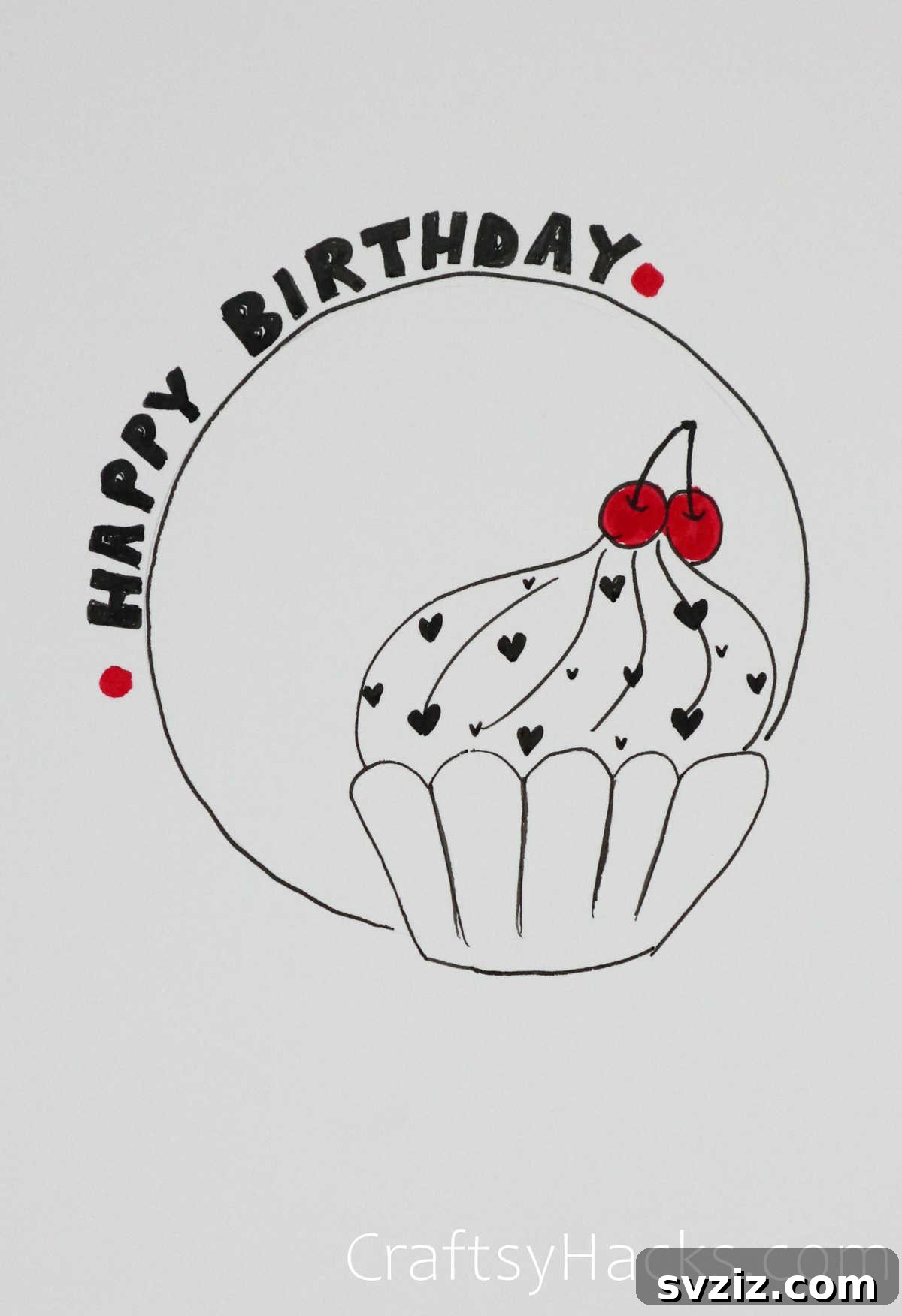 30 Inspiring Birthday Doodle Concepts 8 Cupcake happy birthday doodle with detailed icing