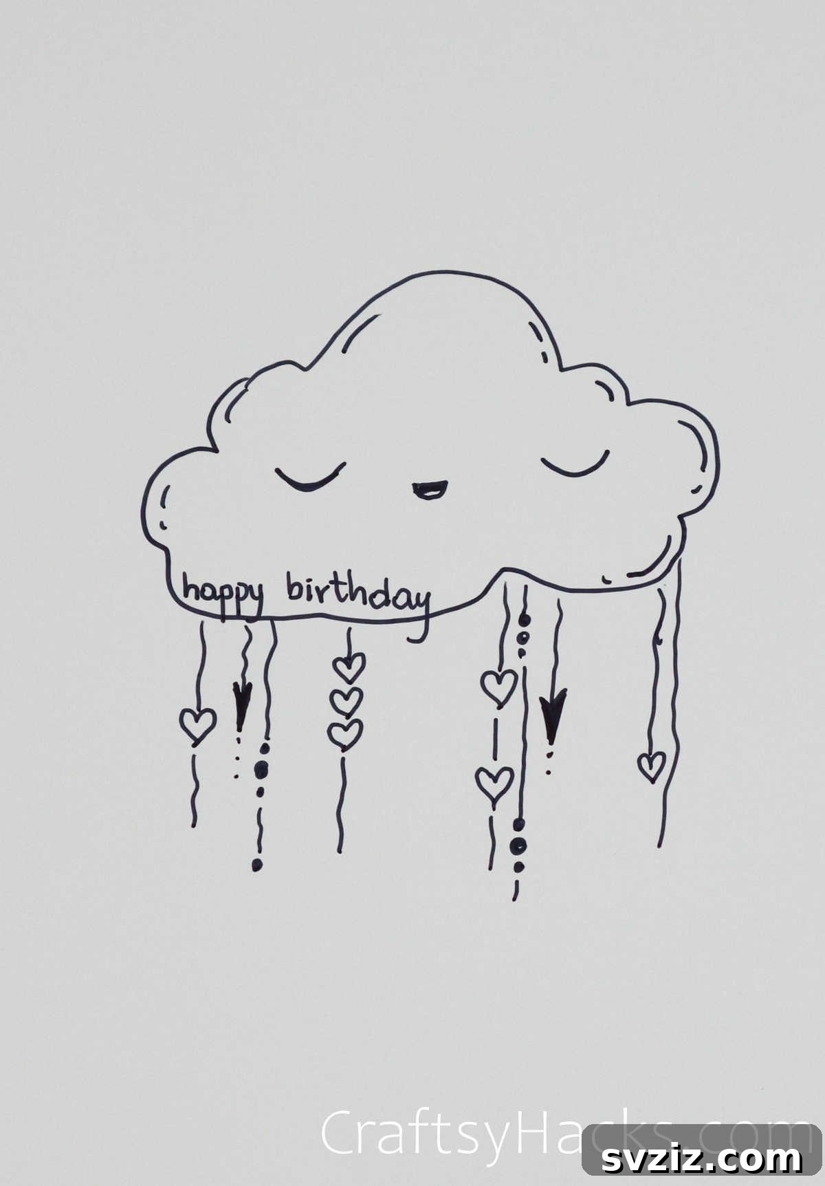 30 Inspiring Birthday Doodle Concepts 9 Rain cloud happy birthday doodle raining hearts and stars