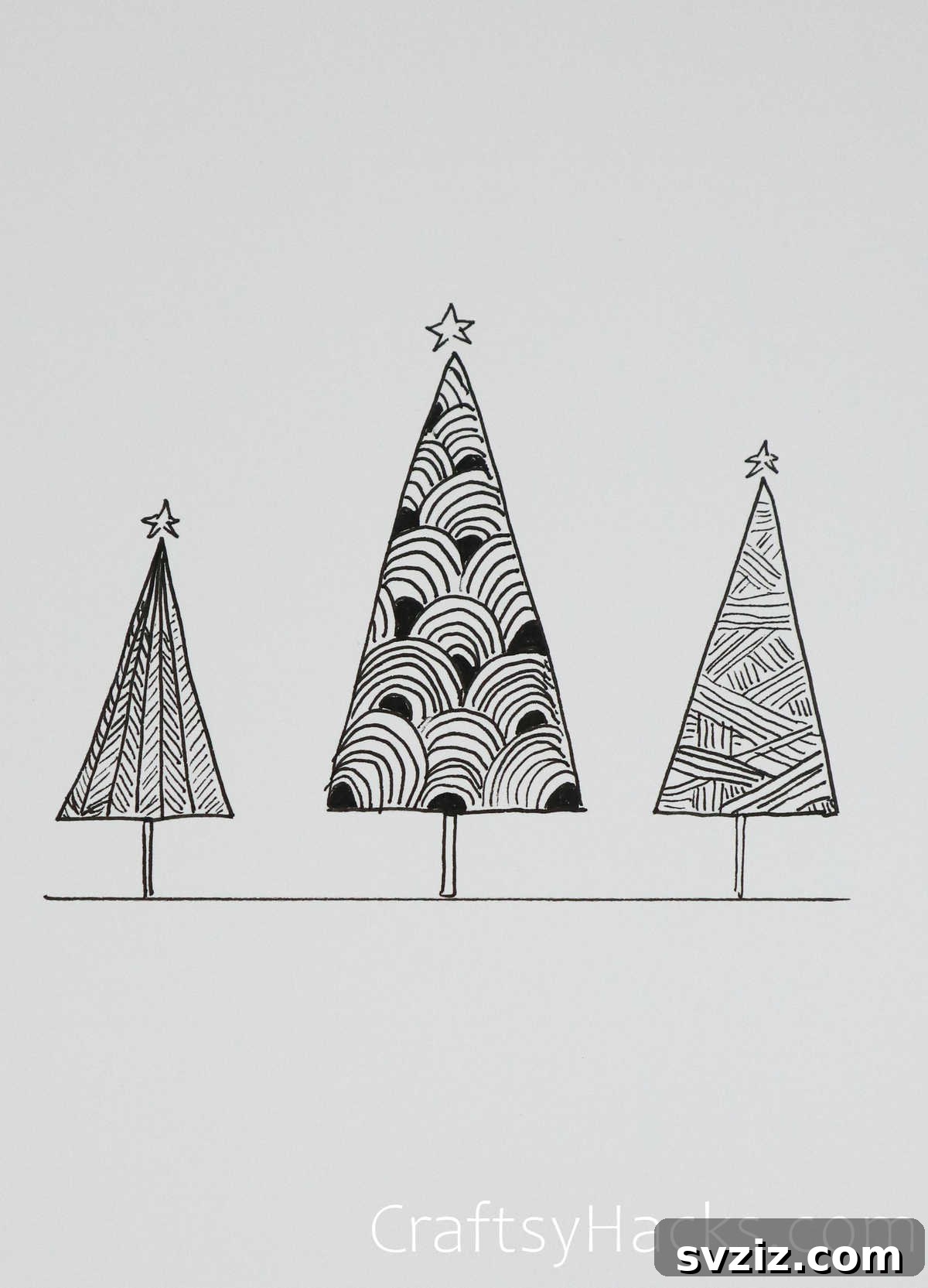 61 Christmas Art Inspirations 21 textured Christmas trees