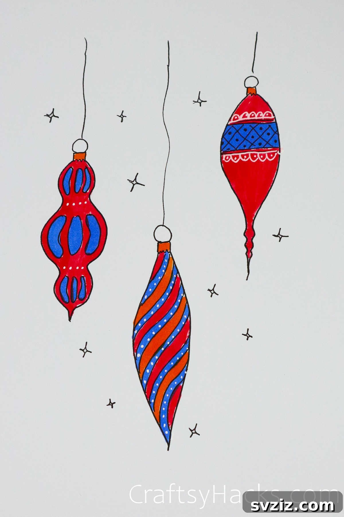61 Christmas Art Inspirations 22 vintage ornament trio