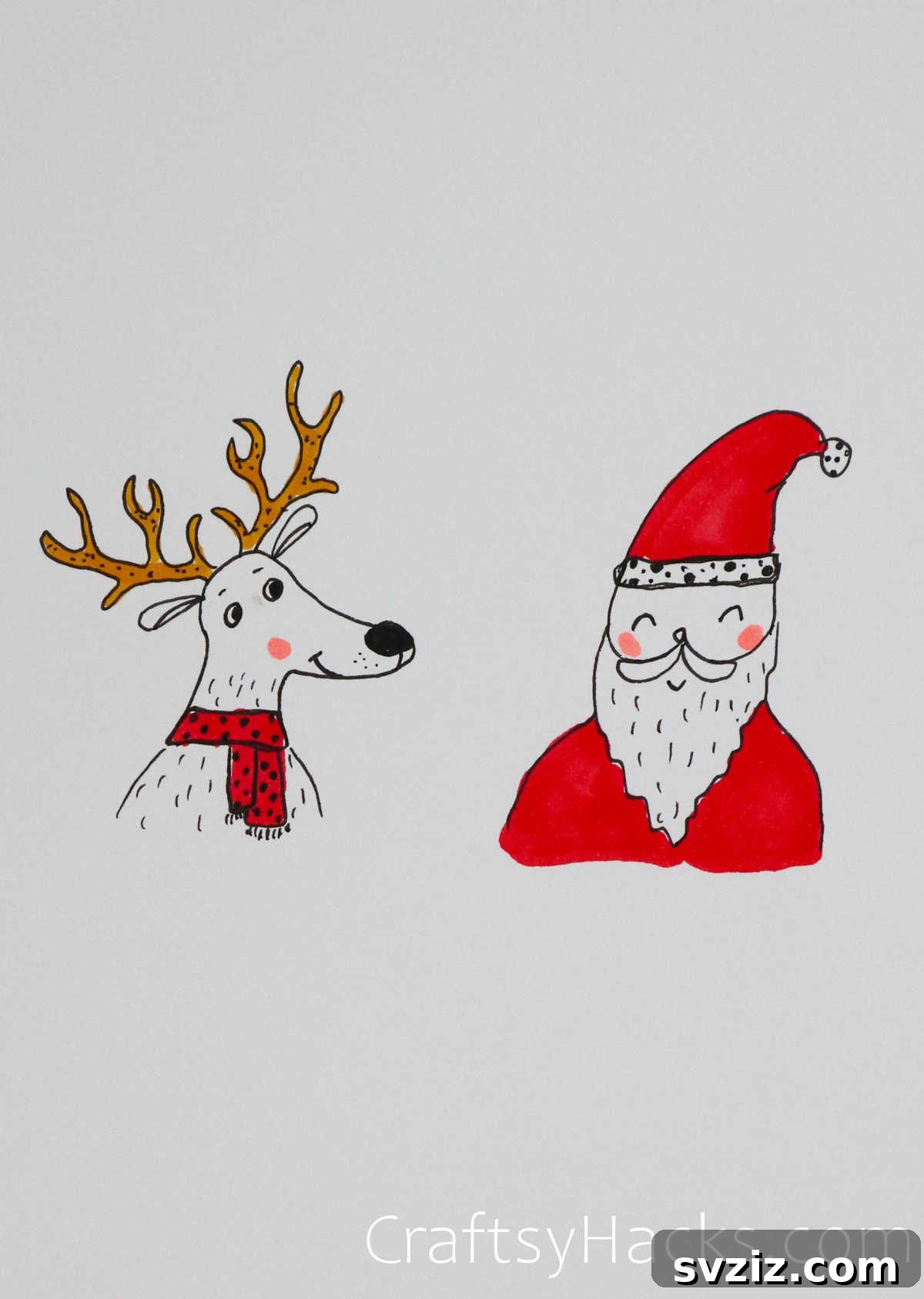 61 Christmas Art Inspirations 33 santa and reindeer drawing