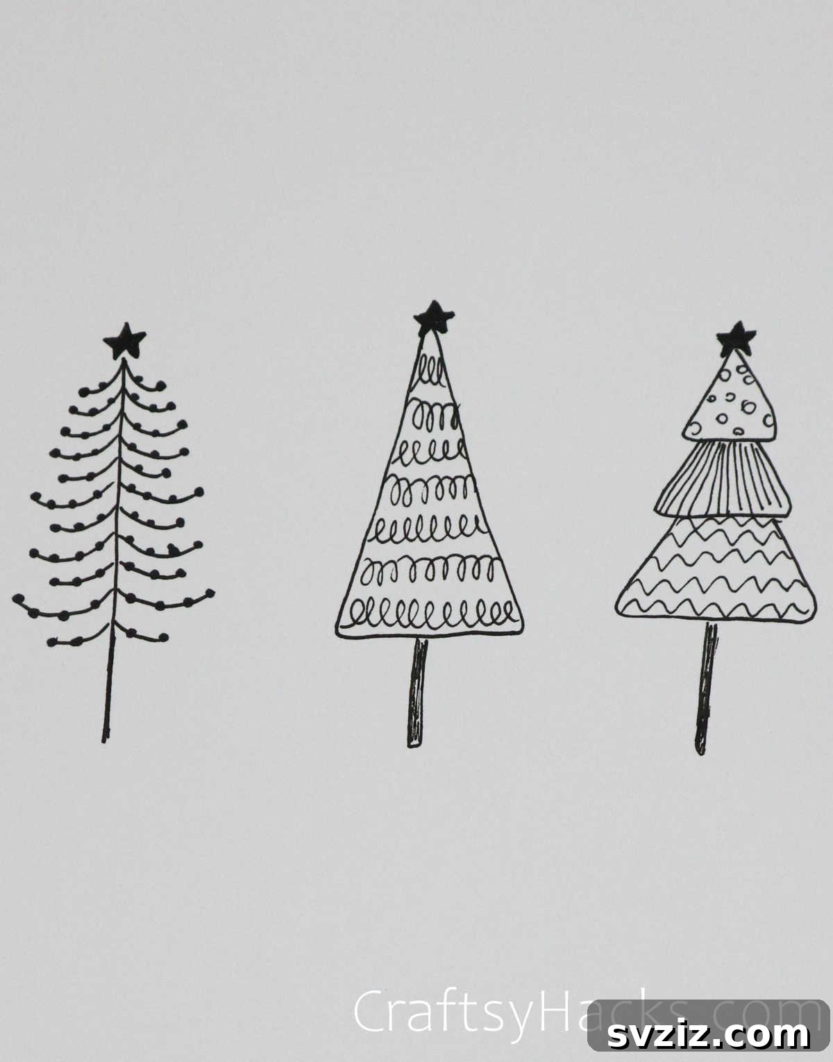 61 Christmas Art Inspirations 46 patterned christmas tree trio