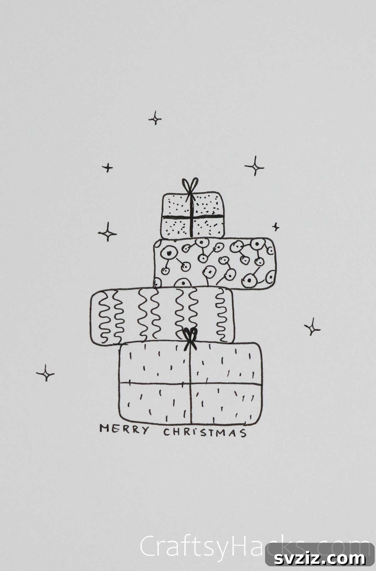 61 Christmas Art Inspirations 51 stack of gifts