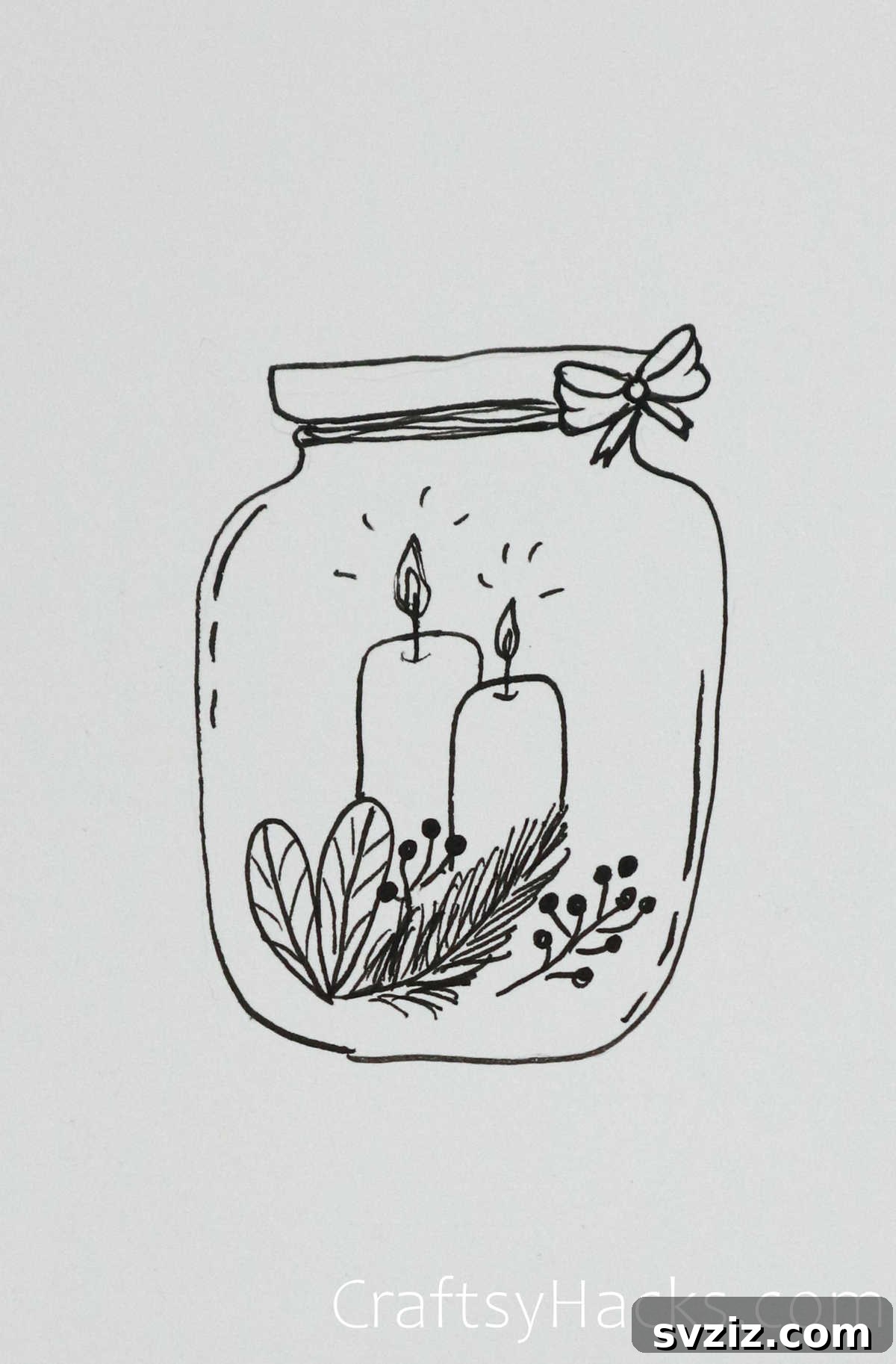 61 Christmas Art Inspirations 63 silent night candles in a jar drawing