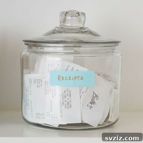 Finally Conquer Your Paper Clutter 15 Receipt Jar for quick and easy receipt storage