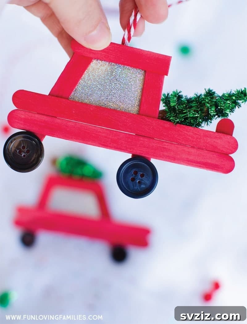 Truck Popsicle Stick Christmas Ornaments