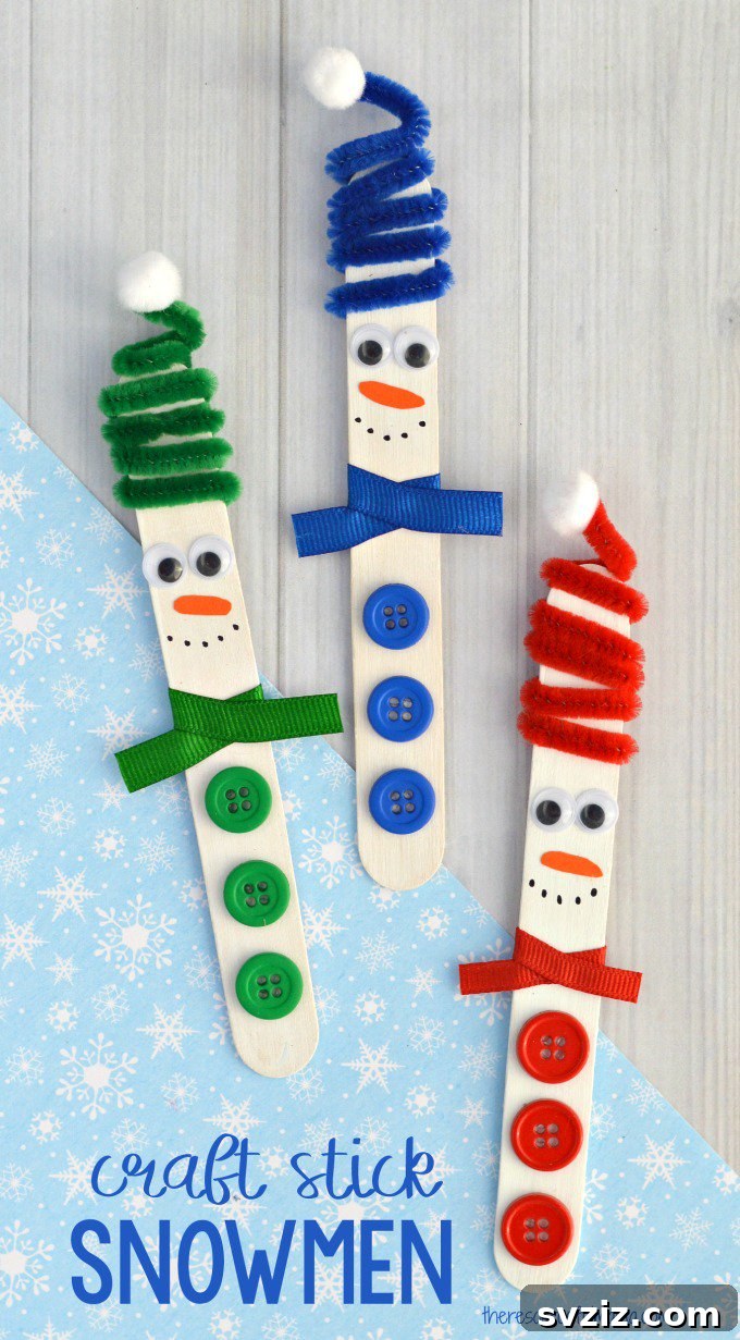 Wooden Stick Snowman