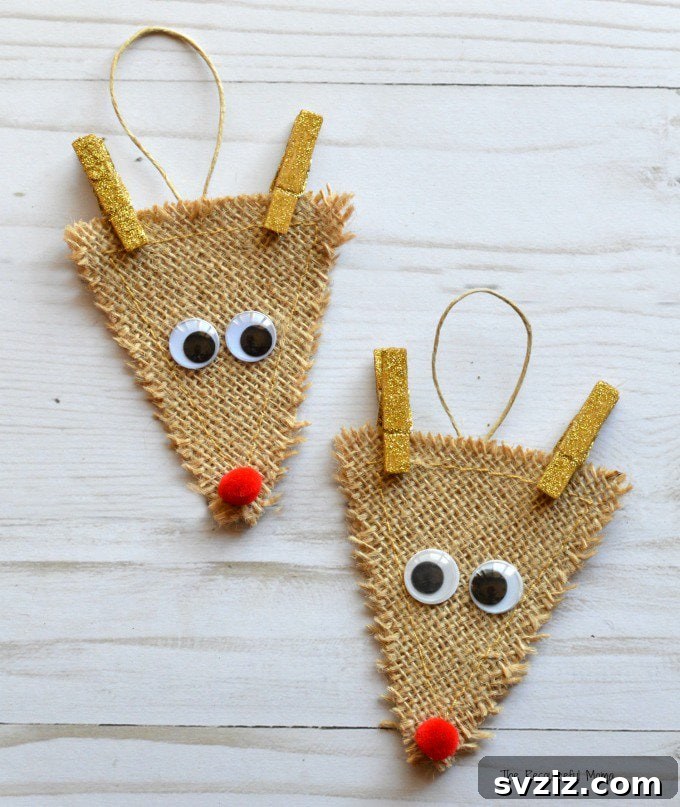 Burlap Reindeer Ornament