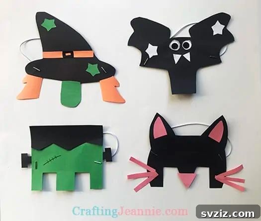 Charming and Eerie Witch Craft Projects 32 A fun paper Halloween mask depicting a witch.