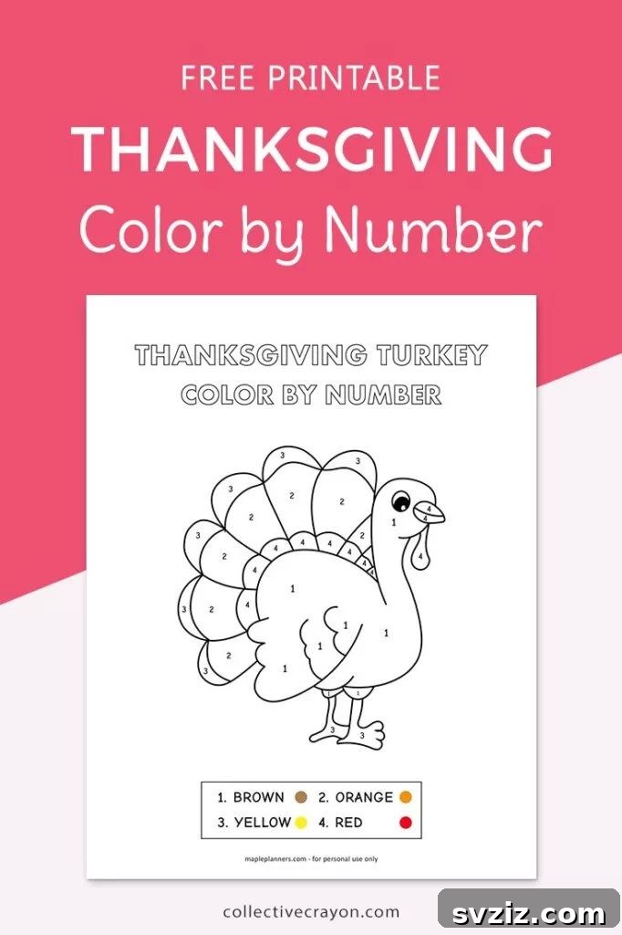 41 Simple Thanksgiving Crafts Toddlers Will Adore 21 Thanksgiving color by number activity page with a turkey design