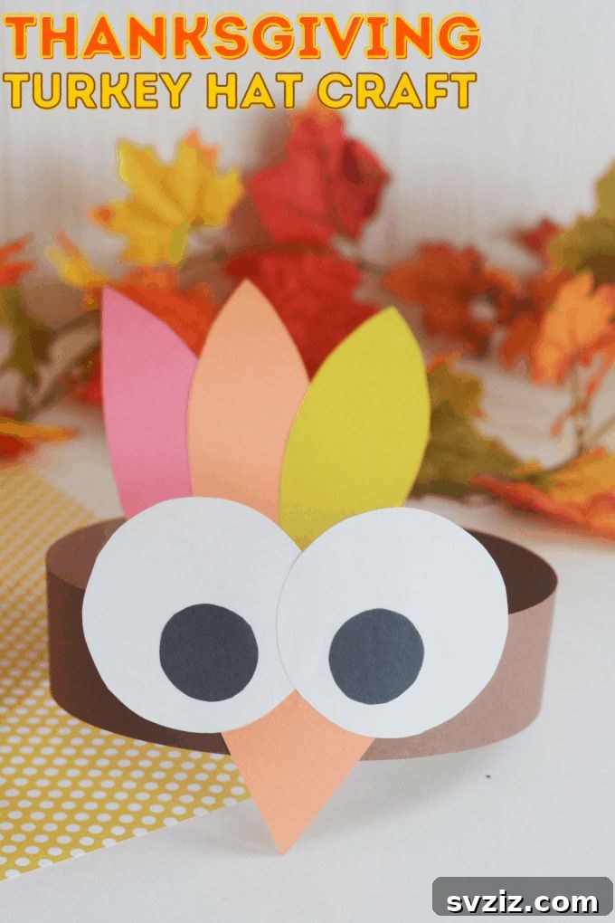 41 Simple Thanksgiving Crafts Toddlers Will Adore 25 Child wearing a colorful turkey hat craft for Thanksgiving