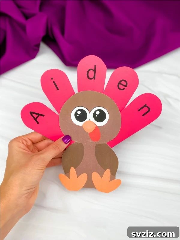 41 Simple Thanksgiving Crafts Toddlers Will Adore 33 Thanksgiving name turkey craft for learning letters and names