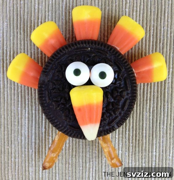41 Simple Thanksgiving Crafts Toddlers Will Adore 6 Delicious candy corn turkey cookies made with Oreos and pretzels