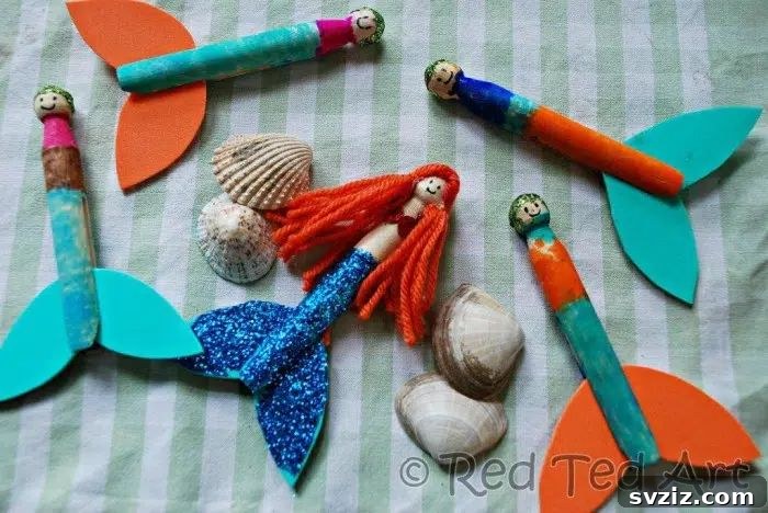 clothespin mermaids