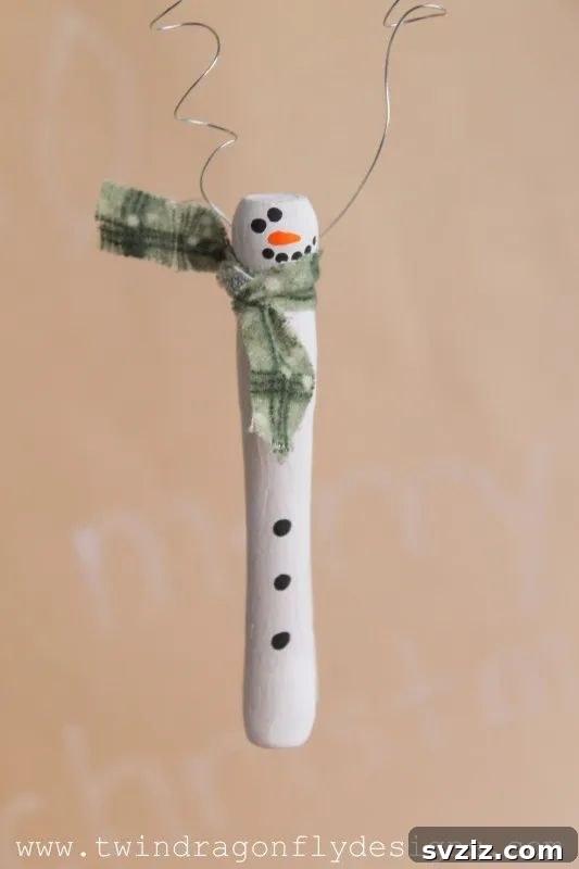 wooden snowman ornament