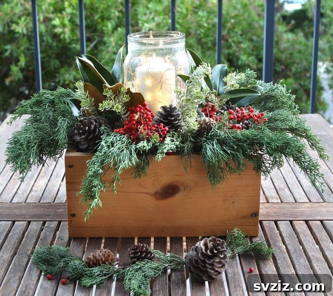 25 Inspiring Homemade Christmas Decor Ideas 14 DIY Evergreen Centerpiece Box