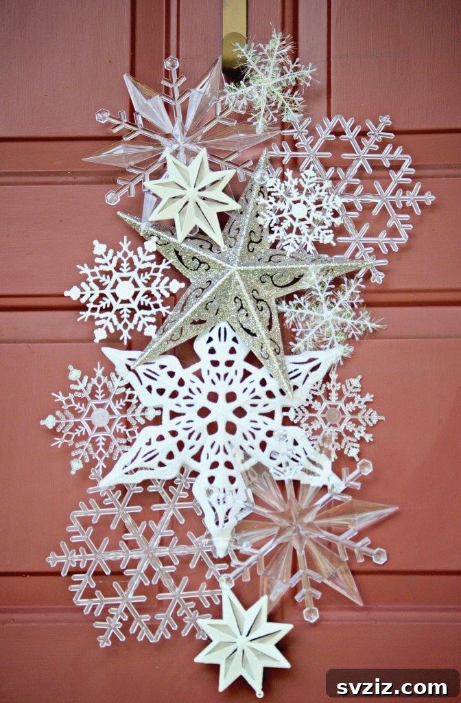 25 Inspiring Homemade Christmas Decor Ideas 16 DIY Snowflake Door Hanger for Christmas