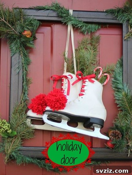 25 Inspiring Homemade Christmas Decor Ideas 17 Old Skates Christmas Frame Decoration