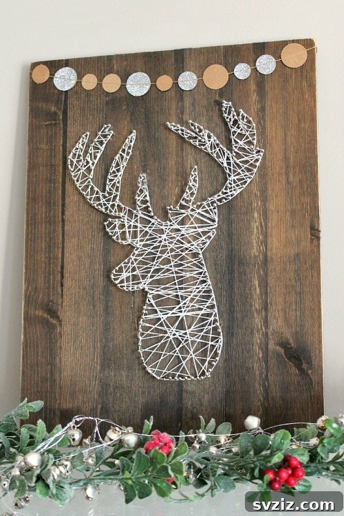 25 Inspiring Homemade Christmas Decor Ideas 27 DIY Rustic Reindeer String Art