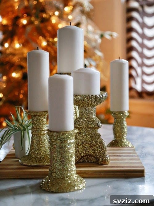 25 Inspiring Homemade Christmas Decor Ideas 10 DIY Glittery Candleholders