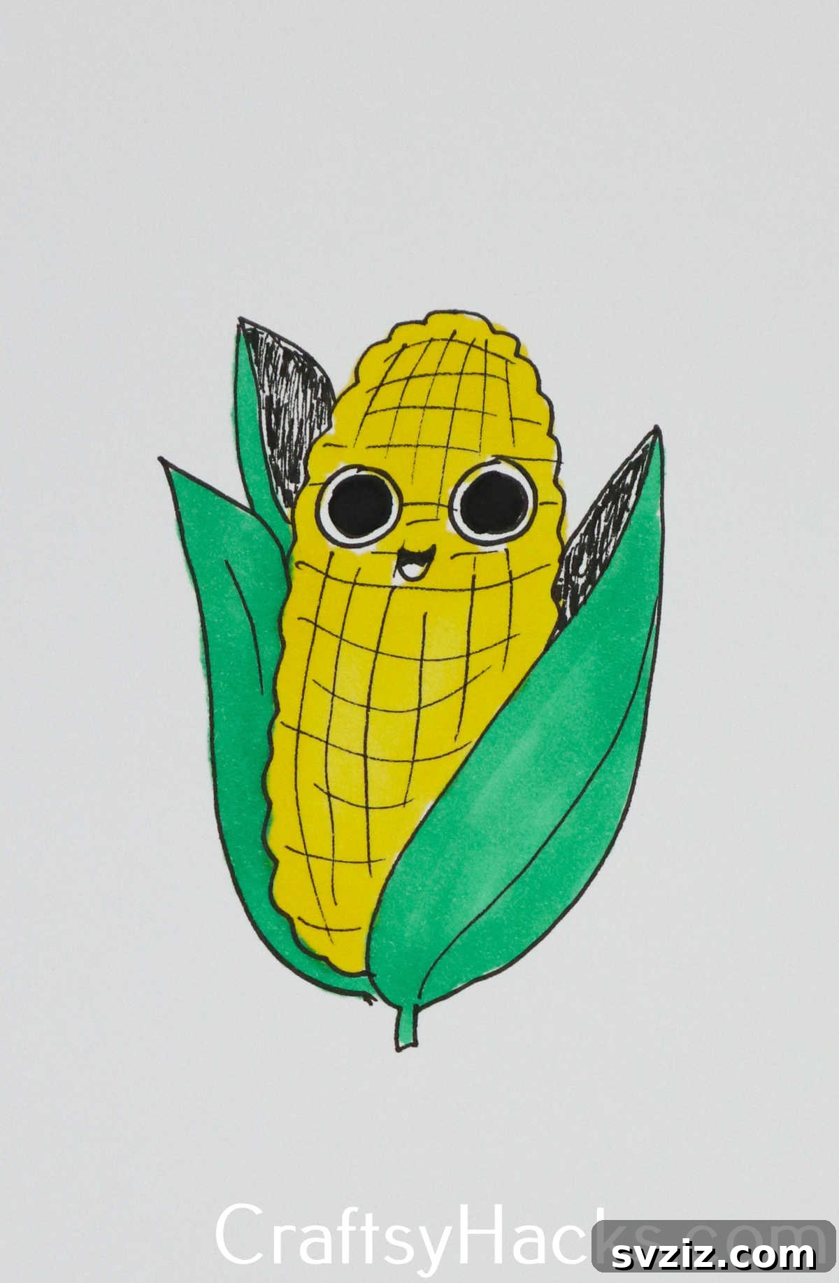 31 Creative Doodle Prompts 16 cute corn doodle, a fun vegetable drawing