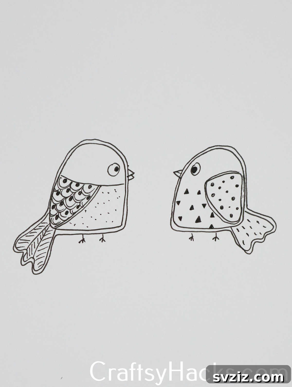 31 Creative Doodle Prompts 24 chatty birds doodle, a whimsical bird drawing with patterns