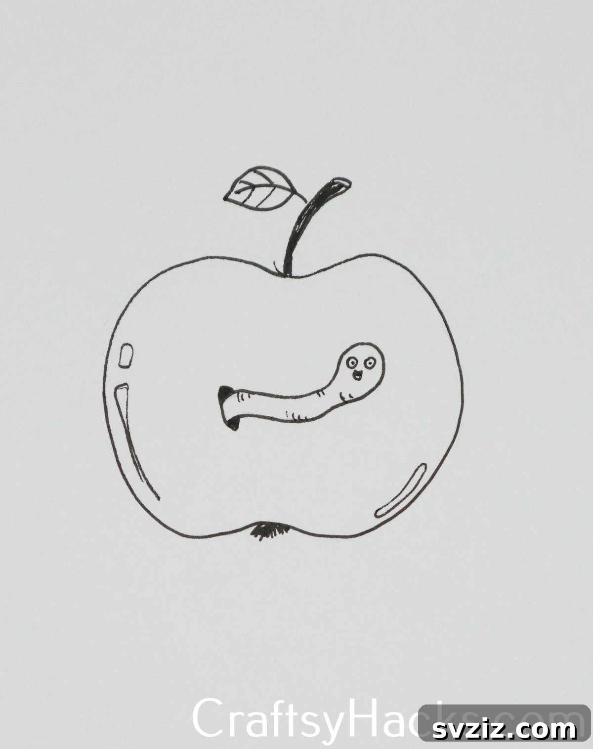 31 Creative Doodle Prompts 27 worm in apple doodle, a classic fruit drawing with a twist