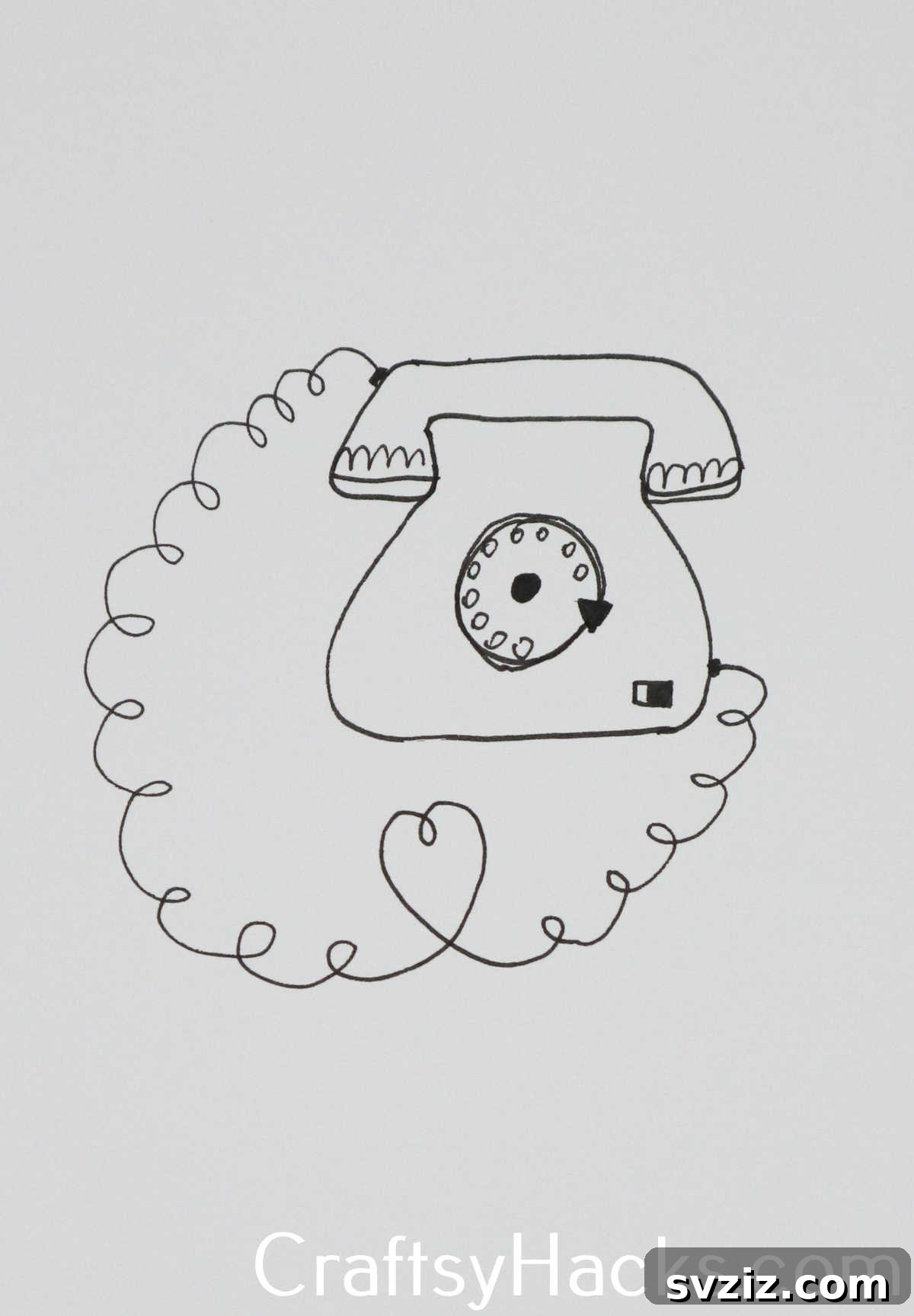 31 Creative Doodle Prompts 28 corded telephone doodle, a vintage object drawing