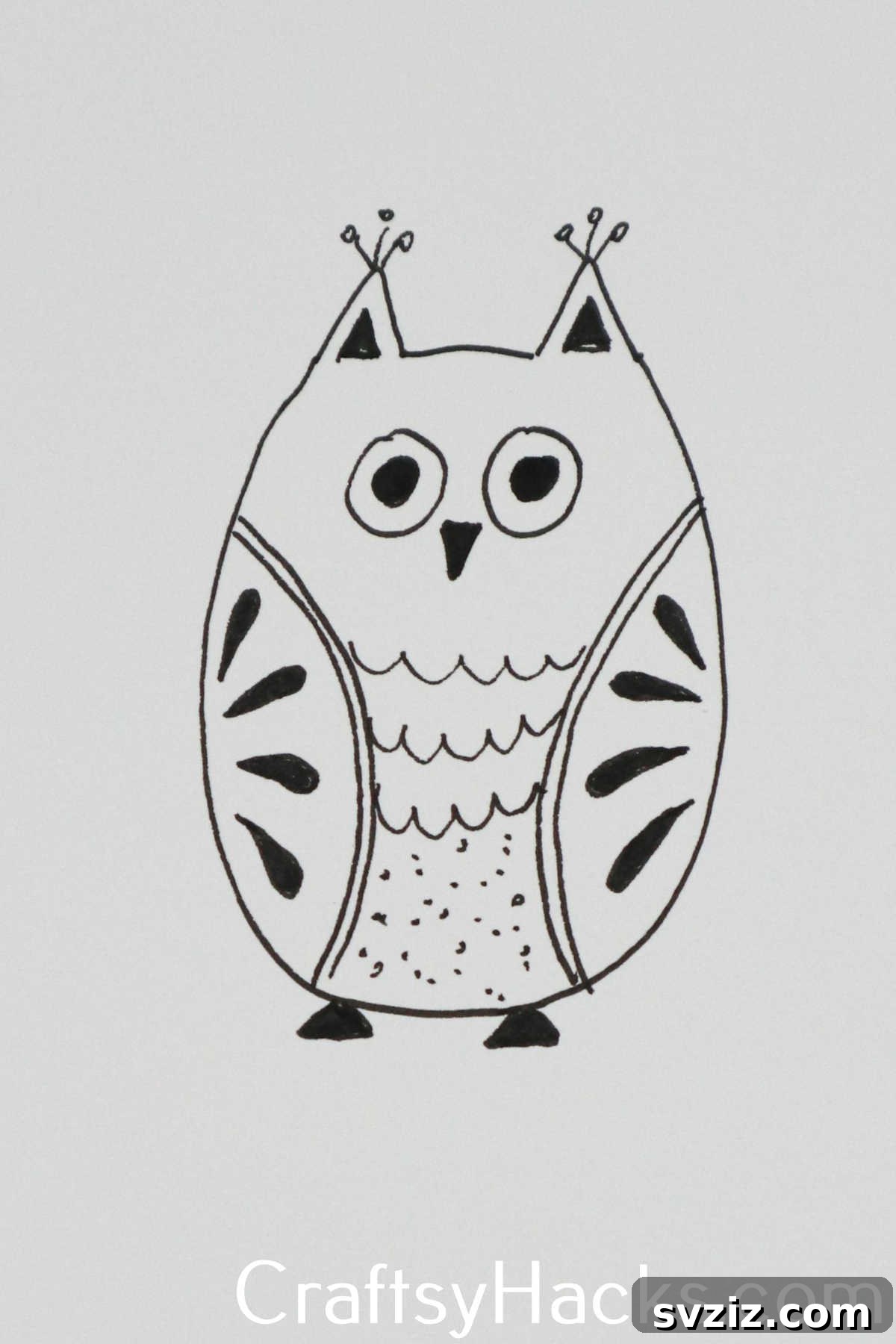 31 Creative Doodle Prompts 29 owl doodle, a wise and patterned bird drawing