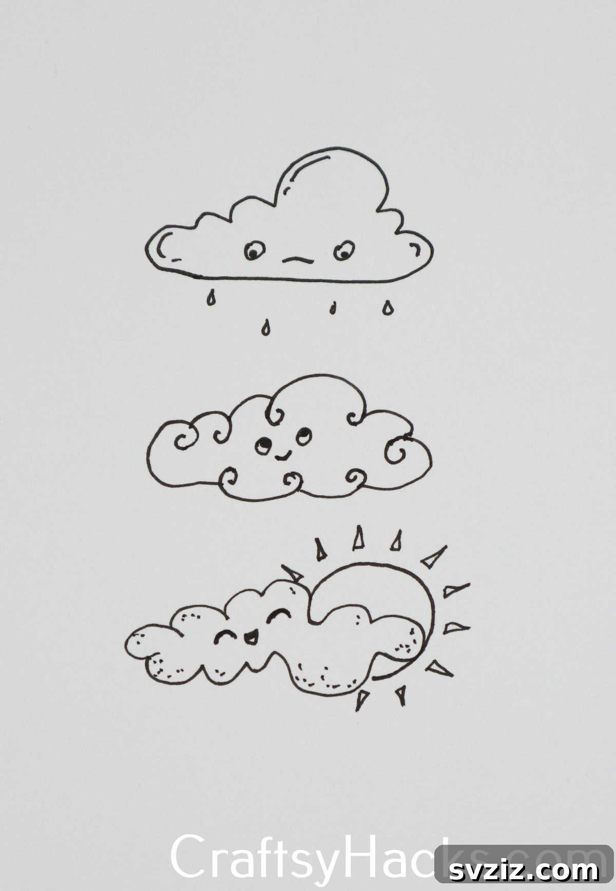 31 Creative Doodle Prompts 4 rain or shine clouds doodle, featuring weather motifs