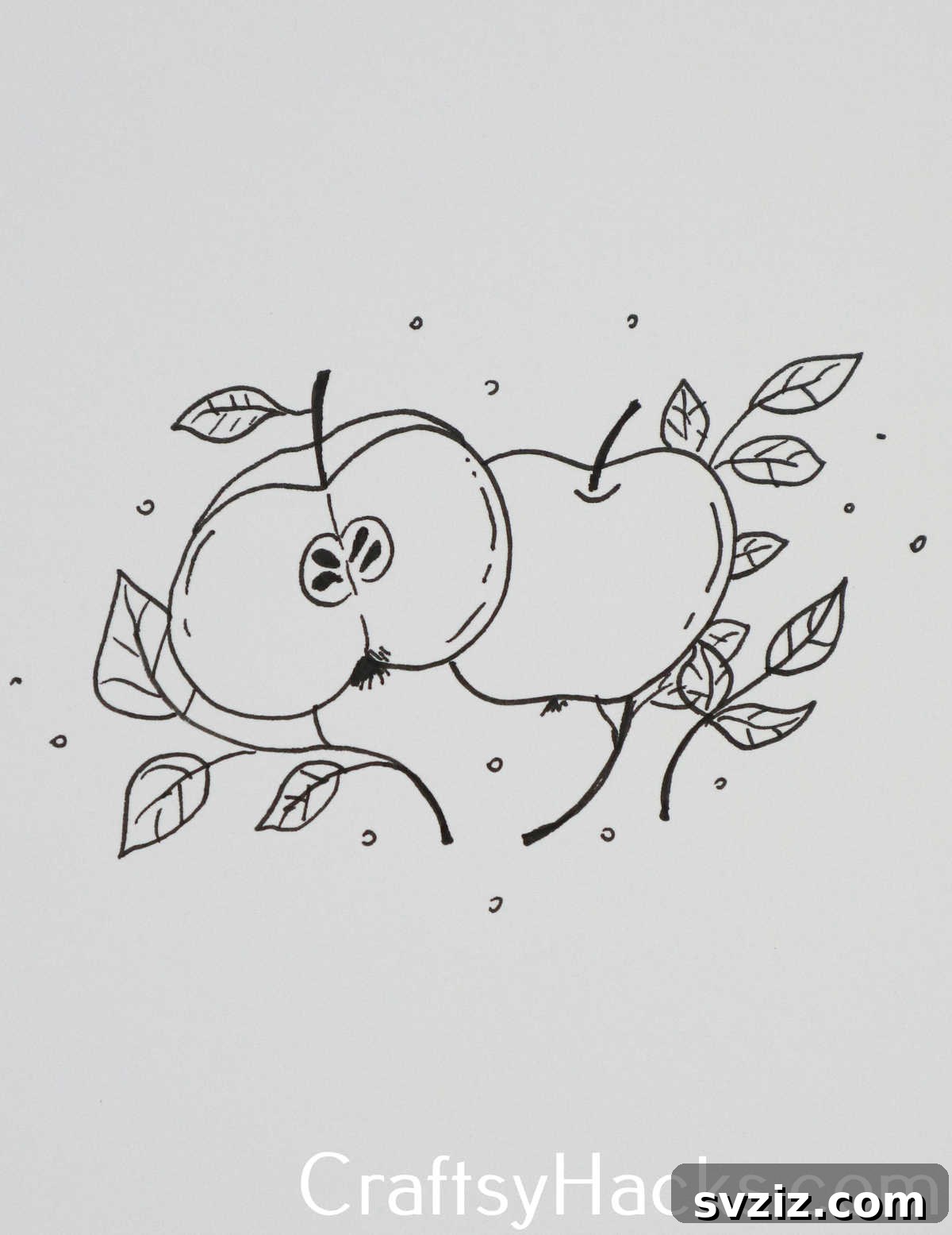 31 Creative Doodle Prompts 7 apple halves doodle, a simple fruit drawing idea