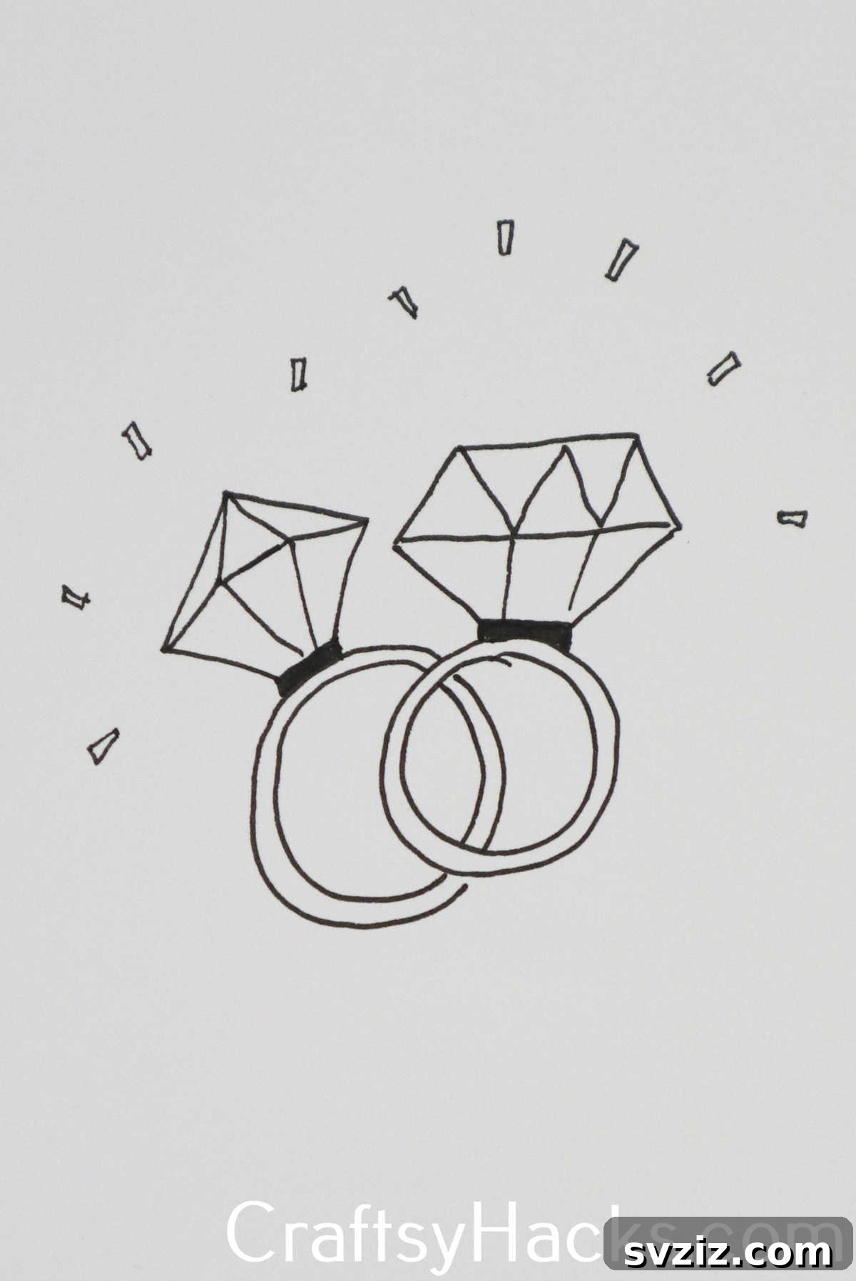 31 Creative Doodle Prompts 8 sparkling diamond rings doodle, a glamorous drawing idea